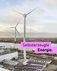 Eigene Windkraftanlage auf dem Firmengeländer der FRoSTA AG.