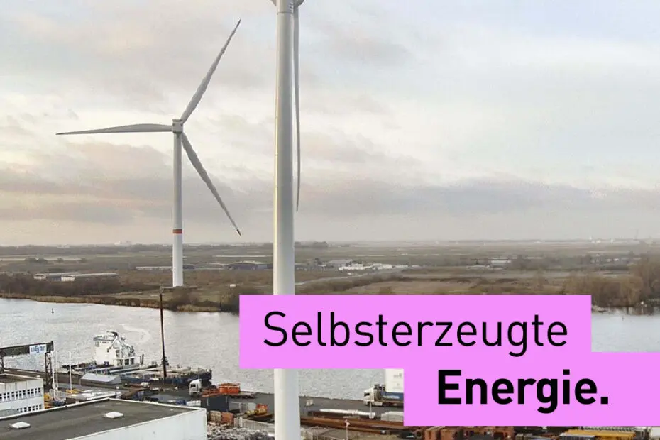 Eigene Windkraftanlage auf dem Firmengeländer der FRoSTA AG.