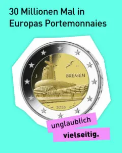 Ansicht der neuen 2-Euro-Münze mit Bremerhaven-Motiv