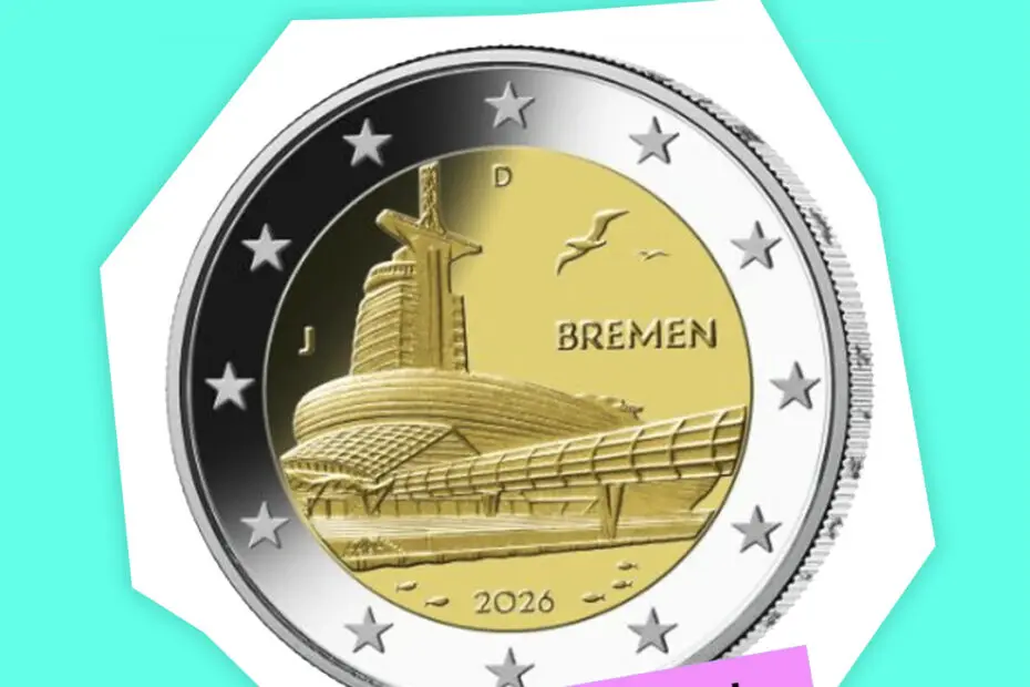 Ansicht der neuen 2-Euro-Münze mit Bremerhaven-Motiv